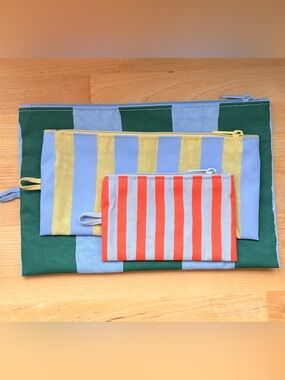 BAGGU Painted Stripes Flat Pouch Set